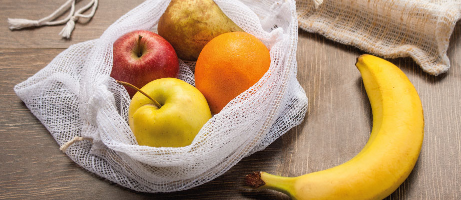 Bolsa reutilisable con frutas